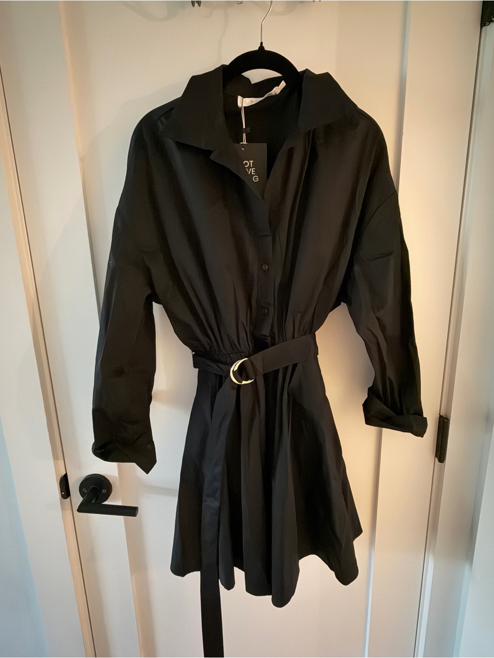 Astr Black Button-Front Shirt Dress with Collar
